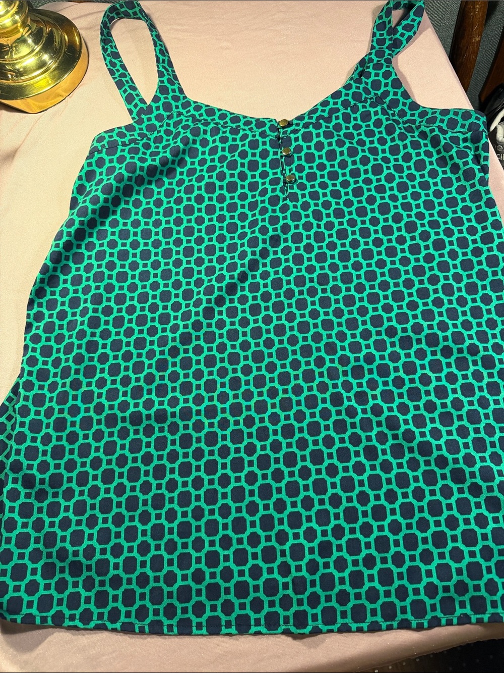 Banana Republic Navy and Teal Geometric Camisole